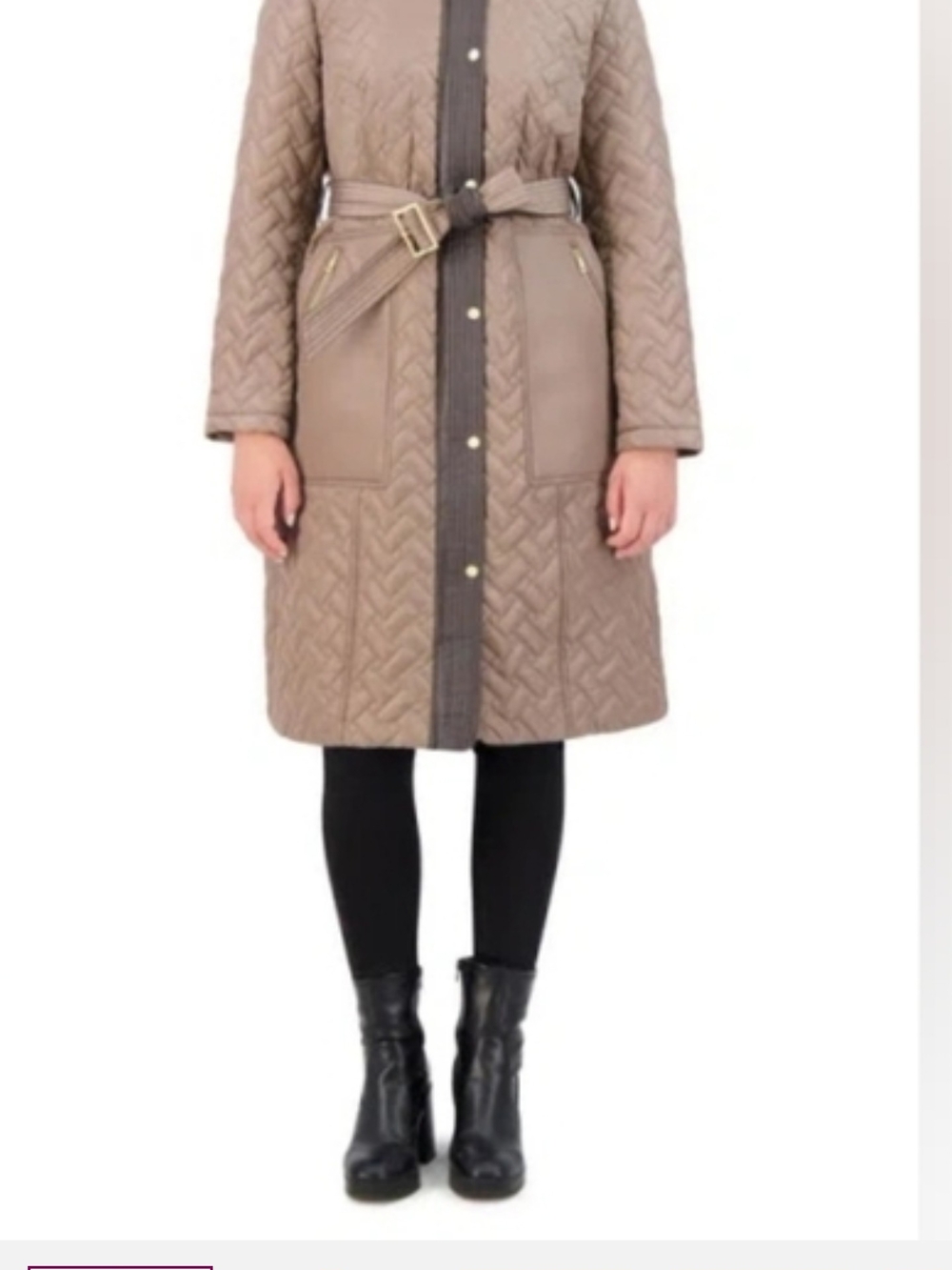 Cole Haan Quilted Light Brown Women's Coat
